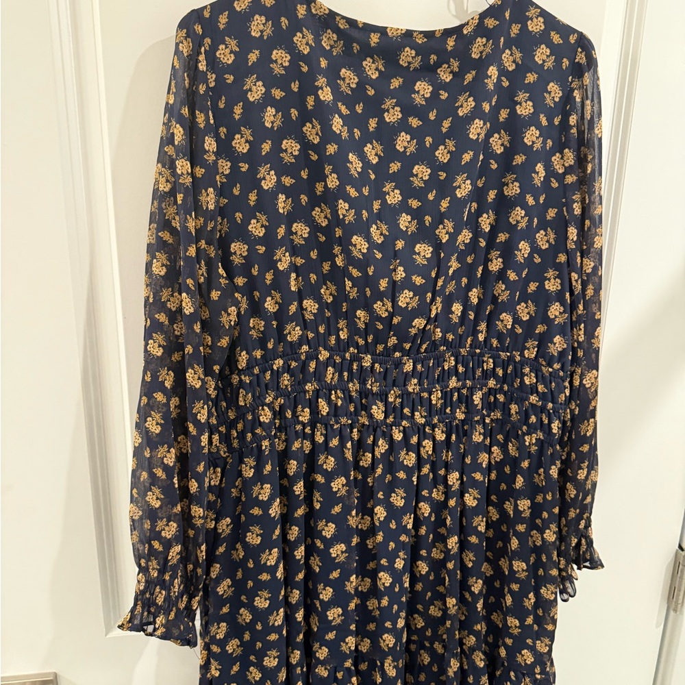 LC Lauren Conrad Navy and Yellow Floral Midi Dress - Picture 2 of 2
